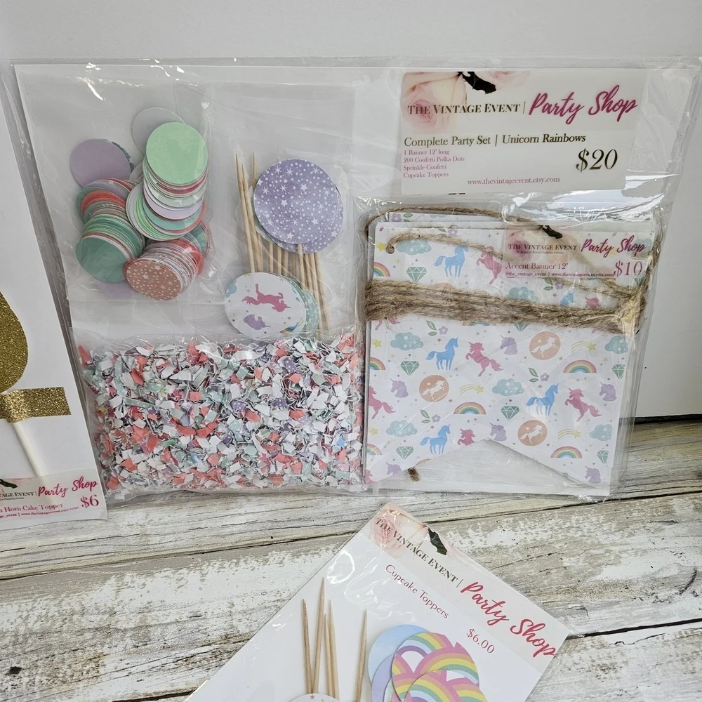 Vibrant Rainbow UNICORN Party Decorations Set